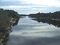 Suwannee River, looking south from the Frank R. Norris Bridge. The river forms the county line here between Suwannee and Lafayette counties.