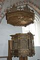 Prædikestolen fra 1612, er et udsmykket egetræsarbejde i renæssancestil