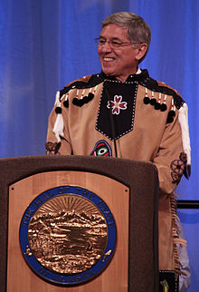Byron Mallott, an Alaskan Native, was Alaska's lieutenant governor from 2014 to 2018. Byron Mallott inaugural speech.jpg
