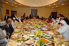 Comoro Gulf Holdings executives Bashar Kiwan, Majd Suleiman, Sheikh Sabah Jaber Mubarak Al-Sabah, and Mohammed Al-Otaibi, pictured during a dinner with members of the Comoran parliament at the Sheraton Hotel, Kuwait City, in October 2008. CGH Sheraton Kuwait.jpeg