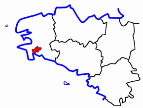 Kanton Quimper-1 na mapě regionu Bretaň