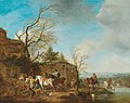 Carel van Falens (Attr.) - A riding party taking refreshments in a river landscape.jpg