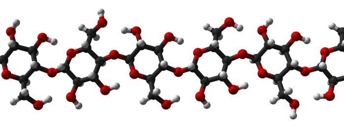 3D structure of cellulose, a beta-glucan polysaccharide