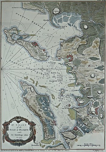 British chart of the Basque Roads, 1757 Chart of the Road of Basque 1757.jpg