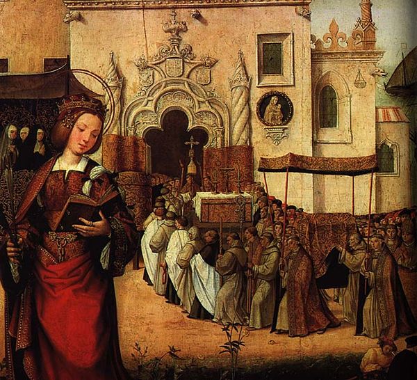 The Arrival of D. Leonor with the Relics of Santa Auta at Madre de Deus by Cristóvão de Figueiredo.