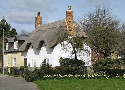 Cottage with thatched roof, Simpson, Milton Keynes