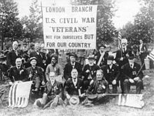 A gathering of British veterans who served in the Union Army during the American Civil War; a Sikh is present among them (c. 1917) CivilWarLondanBranch.jpg