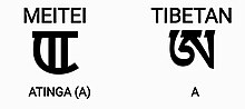 Thumbnail for File:Classical Meitei Mayek letter "ꯑ" (ATIYA or ATINGA) & its equivalent Tibetan letter "A".jpg