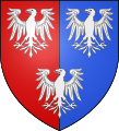 Arms of Coke, Earl of Leicester: Per pale gules and azure, three eagles displayed argent