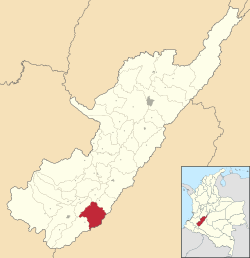 Location of the municipality and town of Suaza in the Huila Department of Colombia.