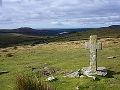 Ancient cross close to Crazywell Pool on southern Dartmoor