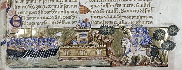 Early 14th-century miniature depicting the Crusader attack on Constantinople