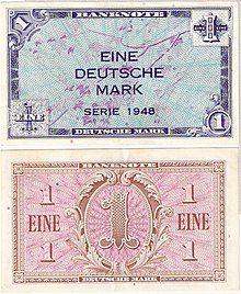 1-DM-Schein der Erstausgabe 1948Vorder- und Rückseite