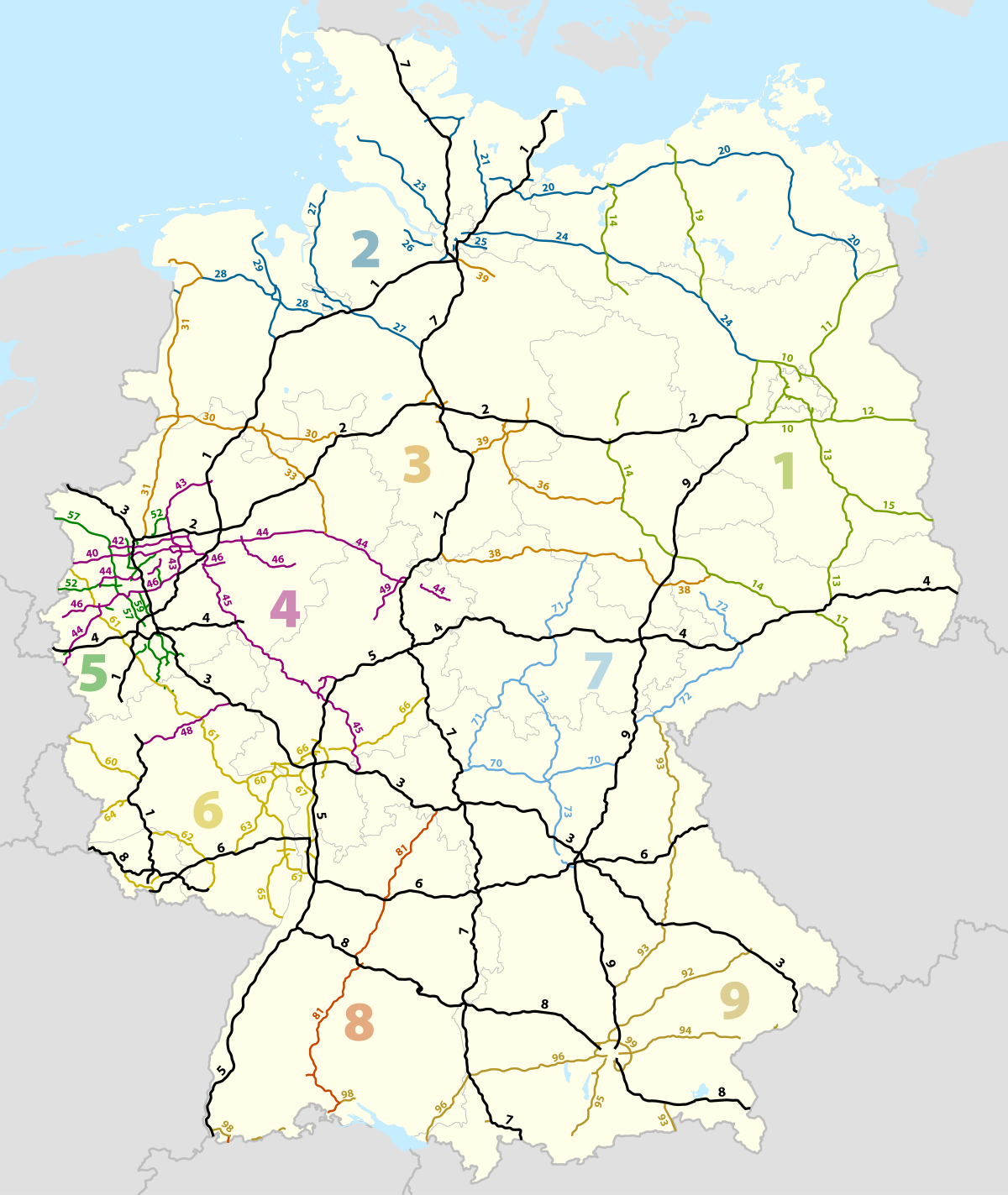 autobahnen deutschland karte mit städten Liste Der Bundesautobahnen In Deutschland Wikipedia autobahnen deutschland karte mit städten