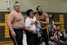 (Left to right) Max Smashmaster, Sidney Bakabella and Blaster McMassive, who made their iPPV debuts at Under the Hood Devastation Corporation.jpg