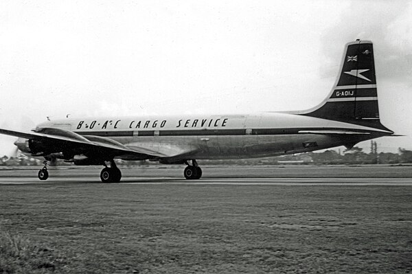 DC-7CF freighter of BOAC in 1961 converted with forward and rear freight doors