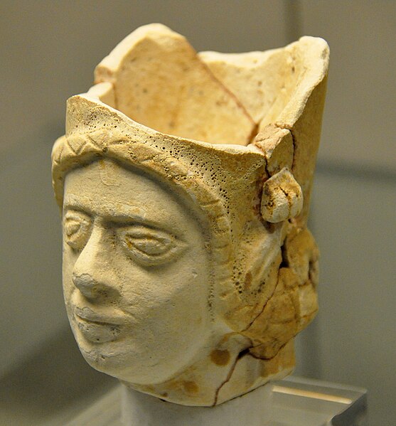 Drinking vessel in the shape of a woman's head from Assur, 1500–1200 BC