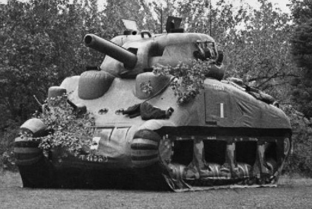 A dummy Sherman tank, used to deceive the Germans.