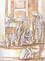 "Alexandre et la famille de Darius" - Mine de plomb et lavis - 21 × 29 cm - 1999
