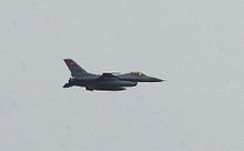 One of two Egyptian Air Force F-16s that flew over Cairo during the military's show of strength on 30 January EAF F-16 during protests.jpg