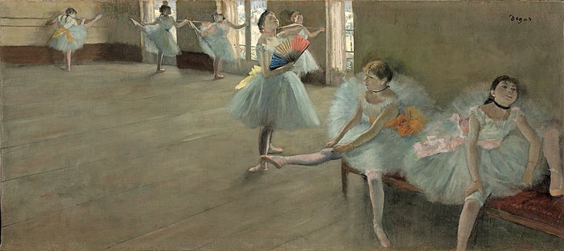 File:Edgar Degas (French, 1834–1917), Dancers in the Classroom, c. 1880. Oil on canvas, oil 39.4 x 88.4 cm. Sterling and Francine Clark Art Institute.jpg