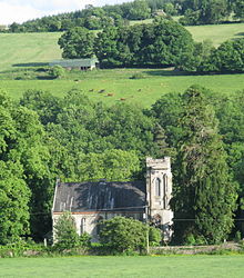 View of St Patrick's Church and the formey abbeylands at Inishlounaght Elevation, St. Patrick's church, Marlfield, Clonmel. June 2010.jpg
