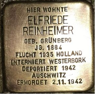 Der Stolperstein für Elfriede Reinheimer in der Beethovenstraße 10 in St. Wendel