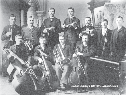 The Paul Bissing Orchestra, circa 1900.  Petrowitsch Bissing is on the back row, fourth from the left.