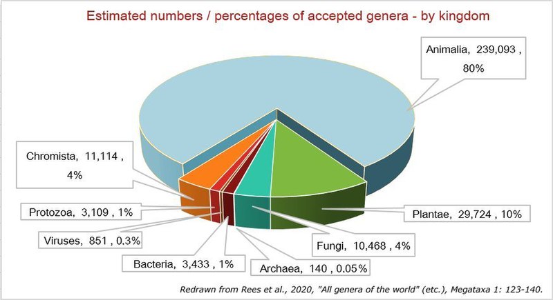 File:Estimated accepted genus totals by kingdom - based on Rees et al 2020.jpg