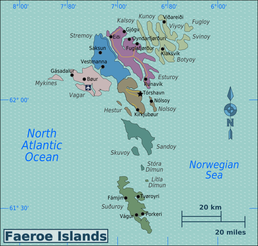 Остров какой регион. Фареры на карте. Регионы Фарерских островов. Faroe Islands Map. Остров Фуглой.