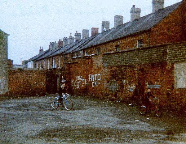 Children playing near Falls Road, Belfast, 1981