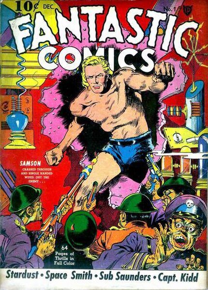A common comic-book cover format displays the issue number, date, price and publisher along with an illustration and cover copy which may include a st