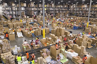 Food box packing facility during COVID, July 17, 2020