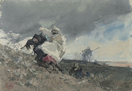 Árabes caminando bajo la tempestad, de Mariano Fortuny. Ca. 1862-1864.
