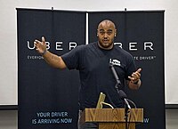 Francis speaking at an Uber event in 2015