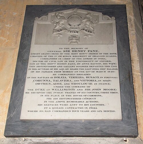 Mural monument of Sir Henry Fane, St Nicholas' Church, Fulbeck