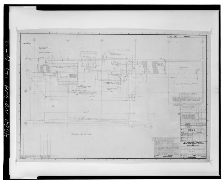 File:General Arrangement Plan, Building 189-D, U.S. Atomic Energy Commission, General Electric Company, Dwg. No. H-1-11068, 1958. - D-Reactor Complex, Deaeration Plant HAER WASH,3-RICH.V,1A-12.tif