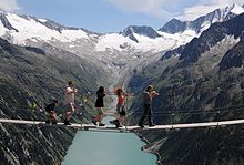 Simple suspension bridge in the Zillertal Alps