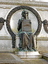 The tomb of historian Henry Charles Lea is adorned with a bronze sculpture of Clio, the muse of history,[35] by Alexander Stirling Calder