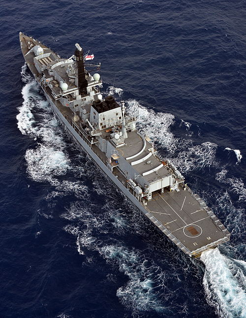 Overhead view of HMS Richmond in August 2013