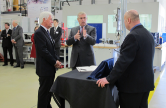 HRH The Duke of York, ITM Power Non Executive Chairman Prof Roger Putnam and ITM Power CEO Dr Graham Cooley HRH The Duke of York , ITM Power Non Executive Chairman Prof Roger Putnam and ITM Power CEO Dr Graham Cooley.tif