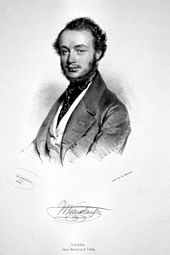 Henri Vieuxtemps, Lithographie von Joseph Kriehuber, 1842 (Quelle: Wikimedia)