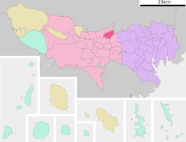 Situering van Higashikurume in de prefectuur Tokio