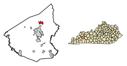 Ubicación de Hanson en el condado de Hopkins, Kentucky.