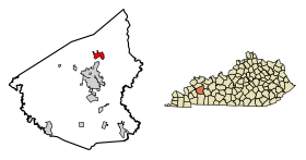 Hopkins County Kentucky Incorporated and Unincorporated areas Hanson Highlighted 2134390.svg