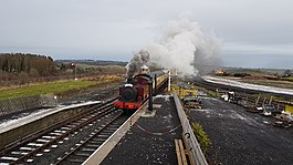 Hudswell Clarke 0-6-0T no. 9 "Richboro", arriving into Alnwick Lionheart Station, 30 12 2017 (1).jpg