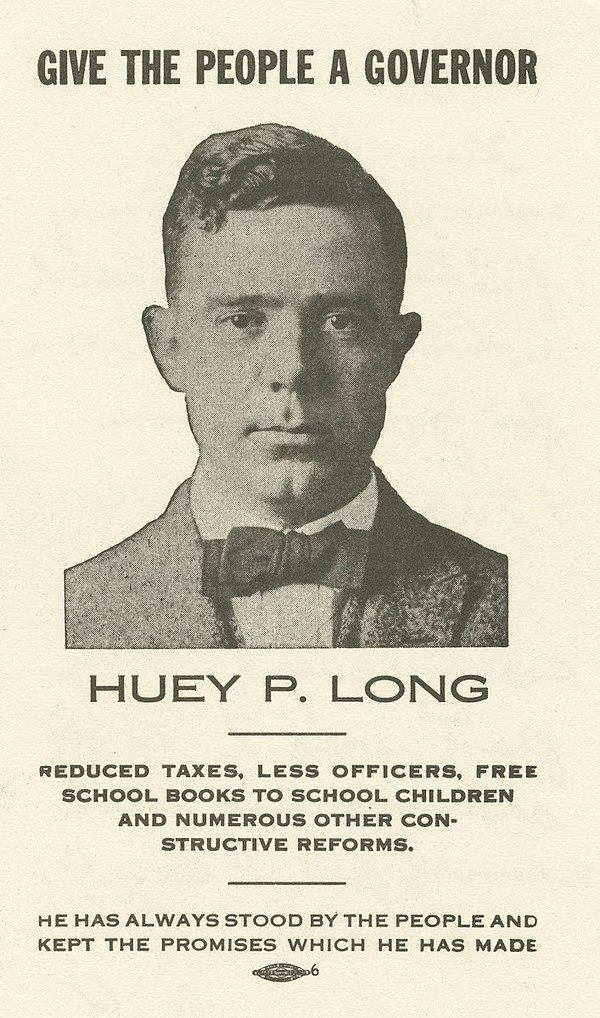 Card for Long's 1924 gubernatorial campaign