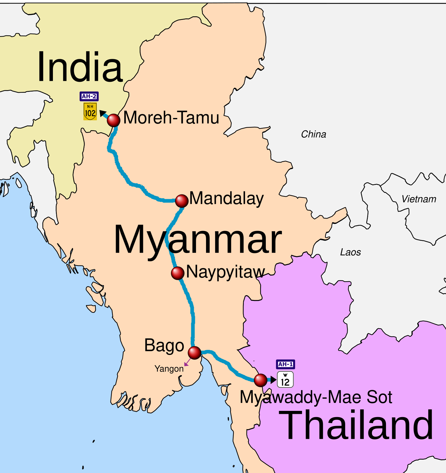 1500px India%E2%80%93Myanmar%E2%80%93Thailand Trilateral Highway.svg