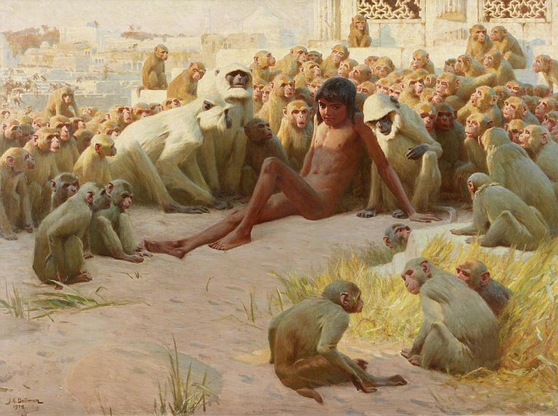 File:John Charles Dollman - Mowgli made leader of the Bandar Log.jpg