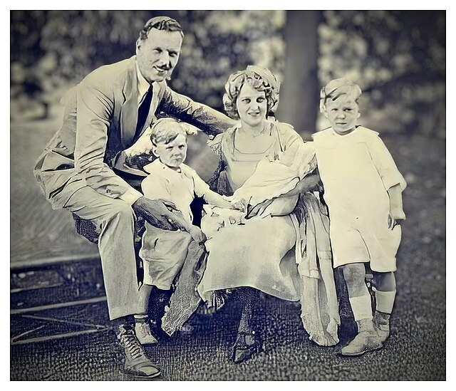 Hall with husband Emory Johnson and children in 1923
